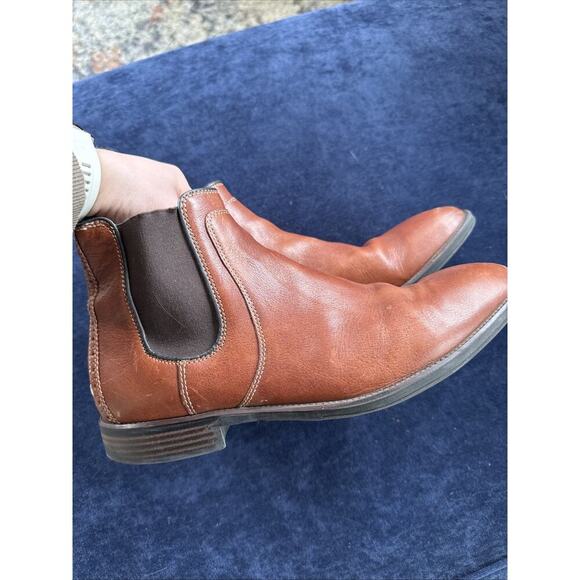 Johnston Murphy Mens 9M Brown Leather Boots Elastic Ankle SKU: 15483 Shoes main image 4